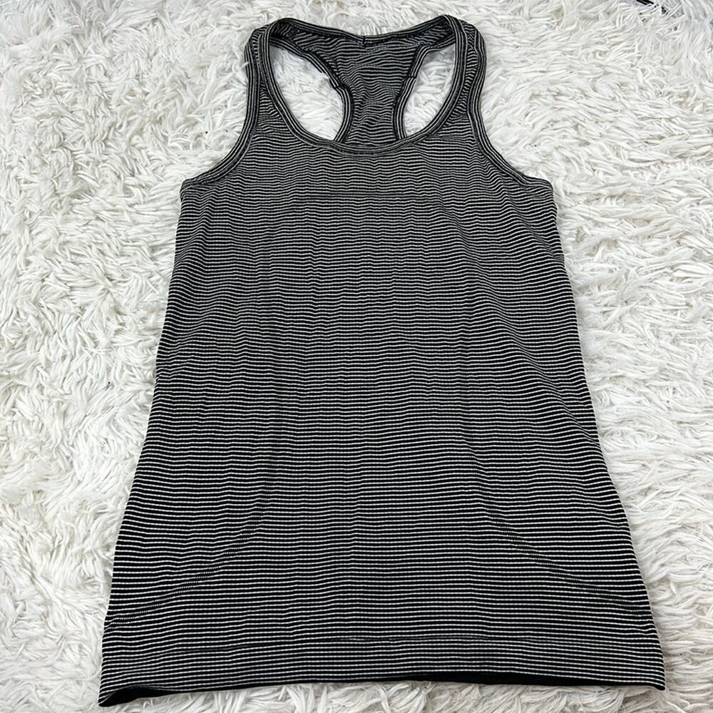 Lululemon Swiftly Tech Tank Black White Hyper Stripe